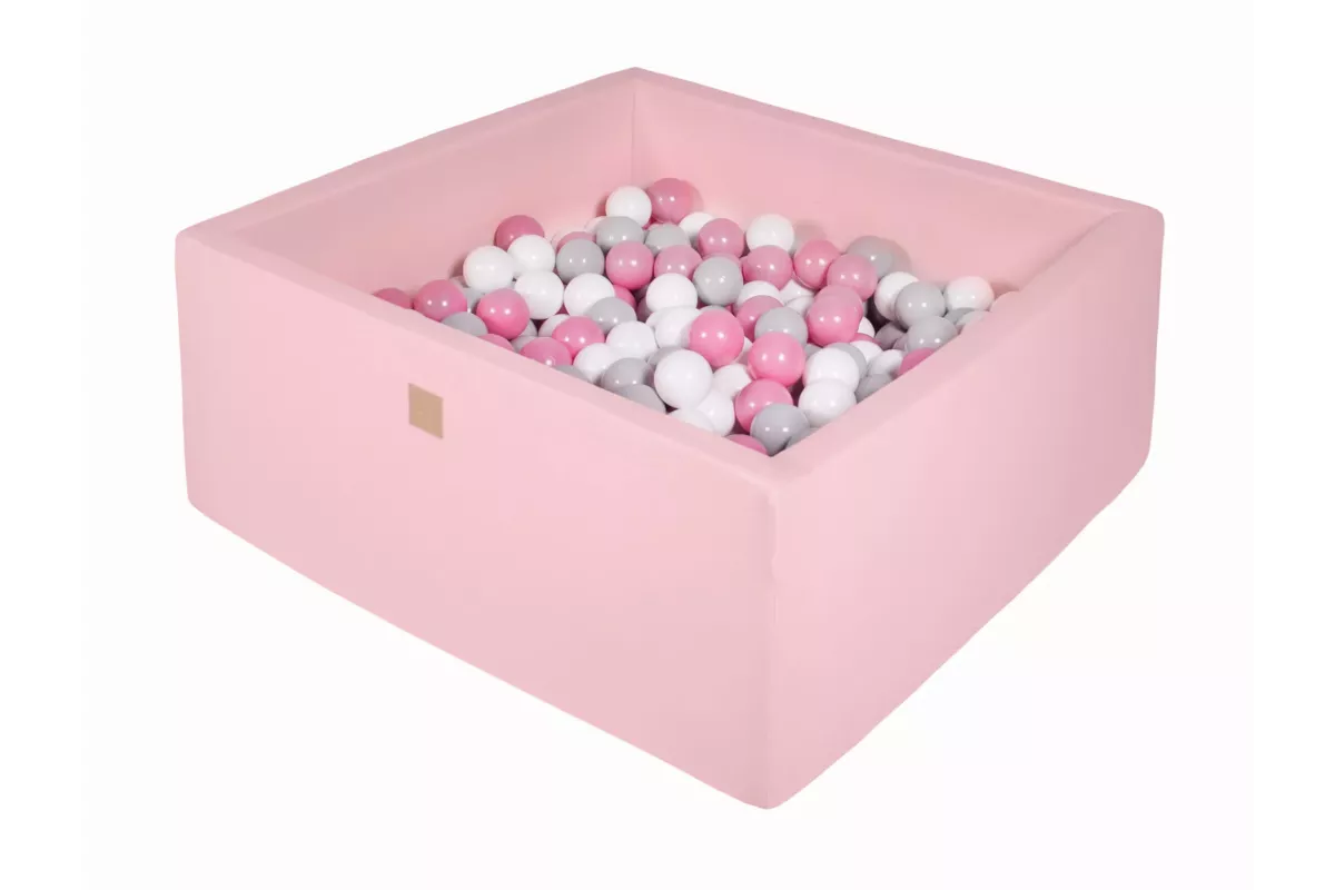 MeowBaby® Vierkante 7cm Droge Ballenpool voor Baby, 110x110x40cm/400 ballen, Katoen, Licht Roze